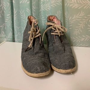 TOMS Lace Up Wedge Booties